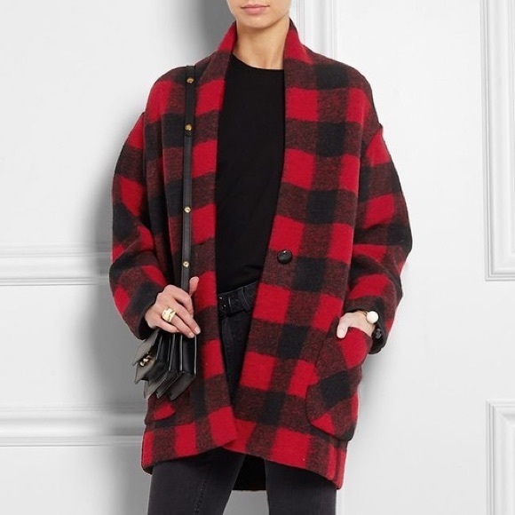 Isabel Marant Red and Black Plaid Jacket - Picture 1 of 11